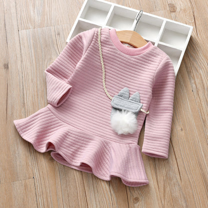Girl princess dress fashion strip pattern autumn and winter