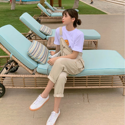 Nine points Korean apricot overalls