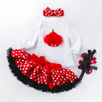 Long-sleeved romper and tutu skirt suit for babies and girls