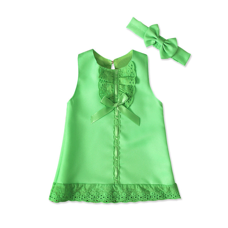 Girls' sleeveless bowknot skirt two-piece children's dress