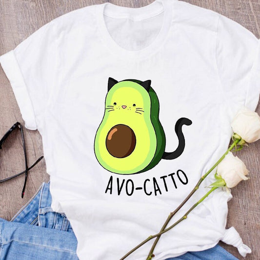Avocado Creative Fashion Printing Men's And Women's Short-sleeved T-shirt Summer Loose