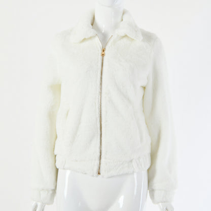 Women's Winter Sexy Blouse Solid Color Fashion Casual Long-sleeved Zipper Jacket