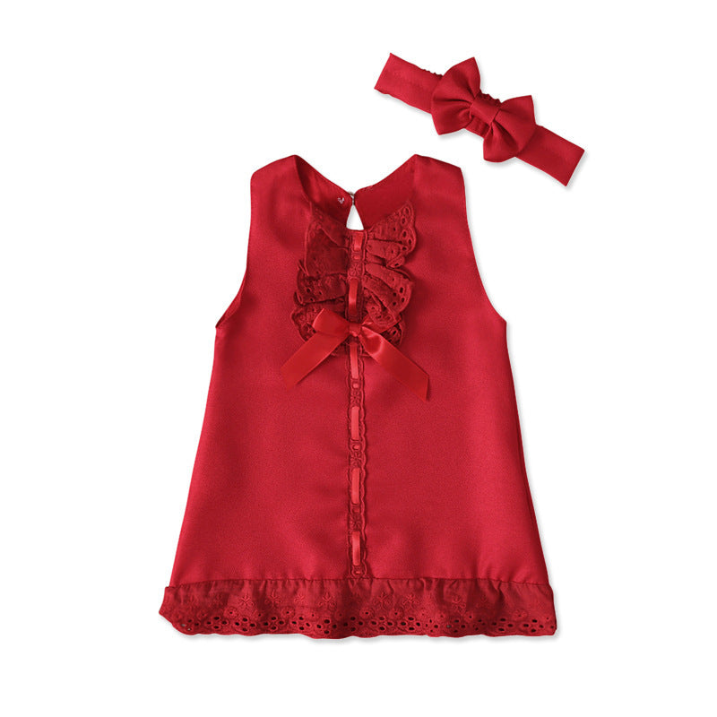 Girls' sleeveless bowknot skirt two-piece children's dress