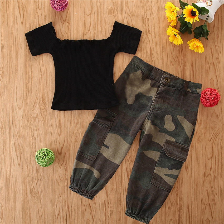 Girls camouflage overalls suit