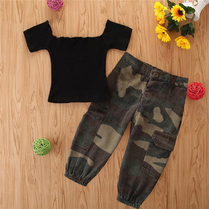 Girls camouflage overalls suit