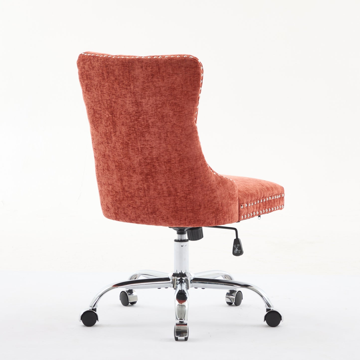 A&A Furniture Office Chair,Modern Chenille Upholstered Tufted Button Home Office Chair With Chrome Metal Base,Adjustable Desk Chair Swivel Office Chair Orange