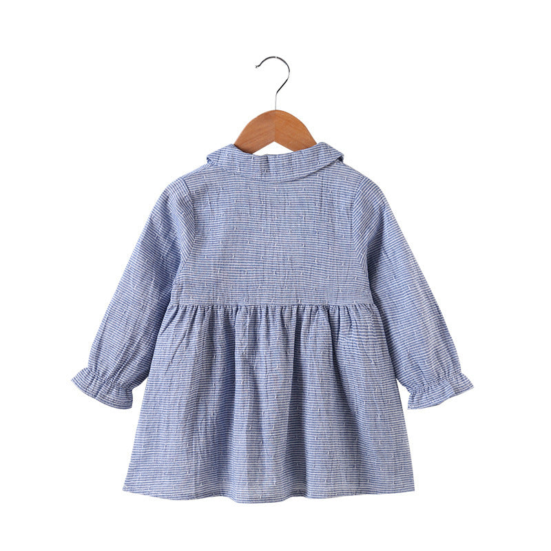 Lapel long sleeve girls shirt dress