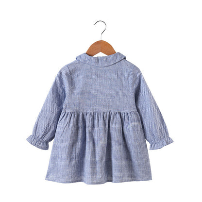 Lapel long sleeve girls shirt dress
