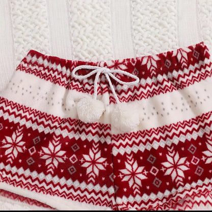 Coral Fleece Christmas Venonat Decoration Round Neck Shorts Long-sleeve Suit