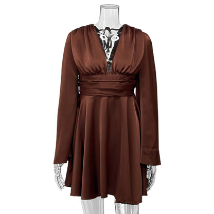 Women's Solid Color Long Sleeve Dress