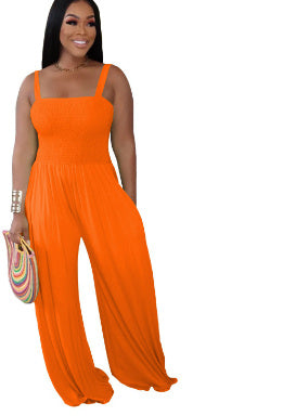 Women's Clothing Solid Color Casual Strap Tube Top Wide Leg Jumpsuit