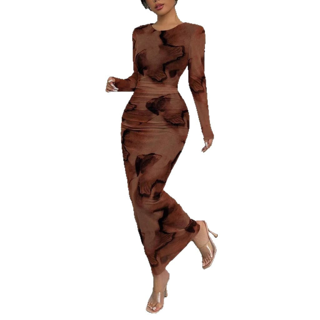 Elegant Graceful Double Layer Round Collar Gauze Dress Long