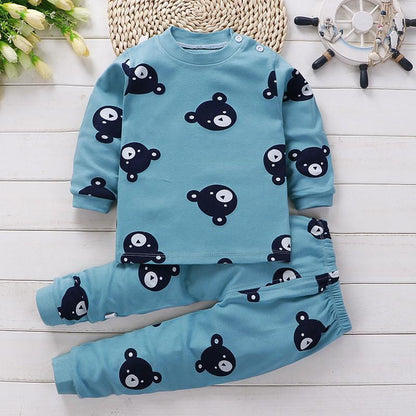 Autumn Cotton Base Baby Pajamas Set
