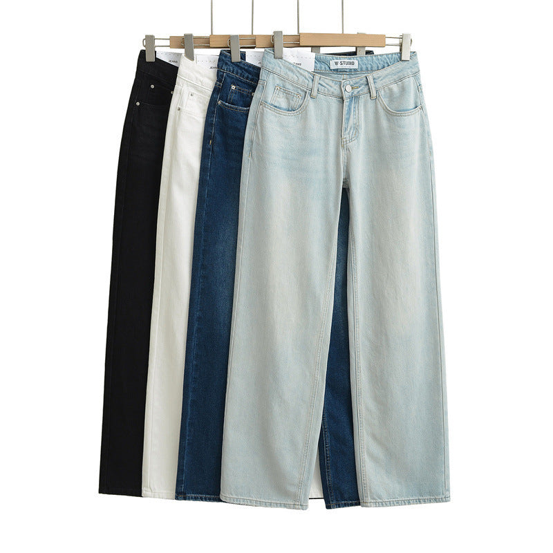 American Low Waist Straight Loose Denim Mop Trousers