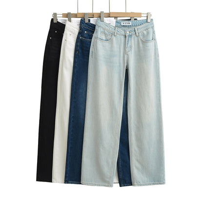 American Low Waist Straight Loose Denim Mop Trousers