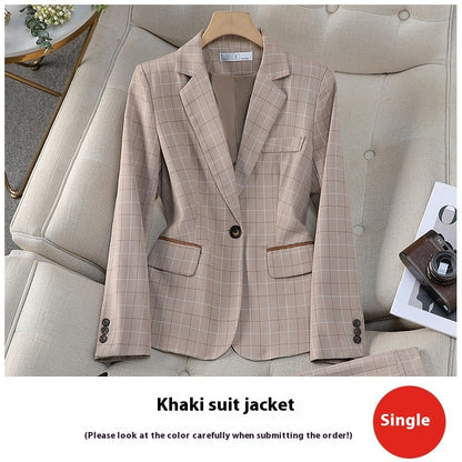 Apricot Plaid Suit Female British Style Elegant And Capable