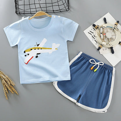 Children's Short-sleeved Suit Two-piece Cotton Suit