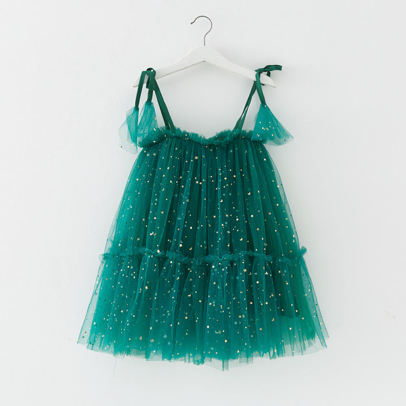 Children's Skirt Stars Moon Mesh Gauze Skirt Princess Pengpeng Skirt