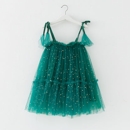 Children's Skirt Stars Moon Mesh Gauze Skirt Princess Pengpeng Skirt