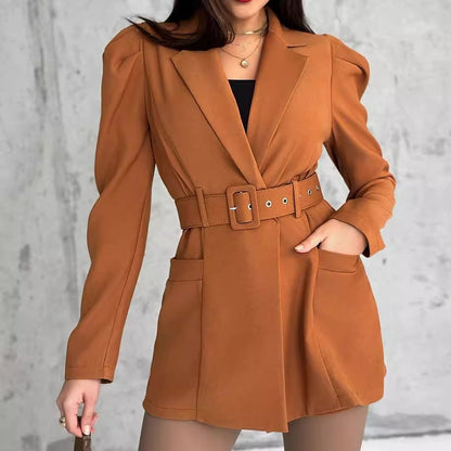 Women's European And American Princess Sleeves With Belt Jumpsuit