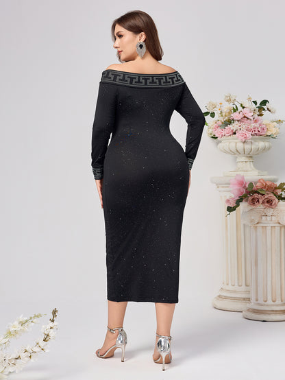 Autumn And Winter Long Sleeve Slim-fit Sequined Dress