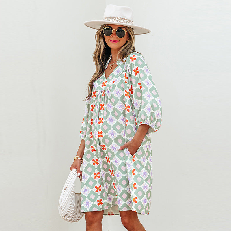 Pullover V-neck 34 Sleeve Dress