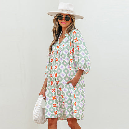 Pullover V-neck 34 Sleeve Dress