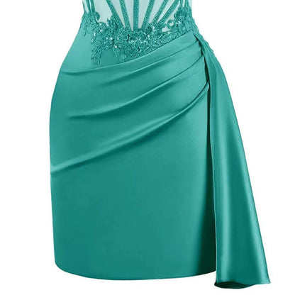 French Chic Beautiful Lace Fishbone Light Luxury Sling Slim Fit Dress