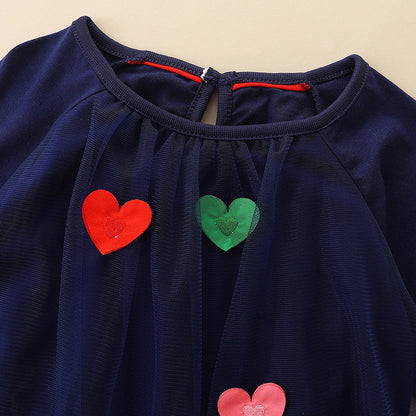 Children's Long-sleeved Princess Dress Delicate Heart