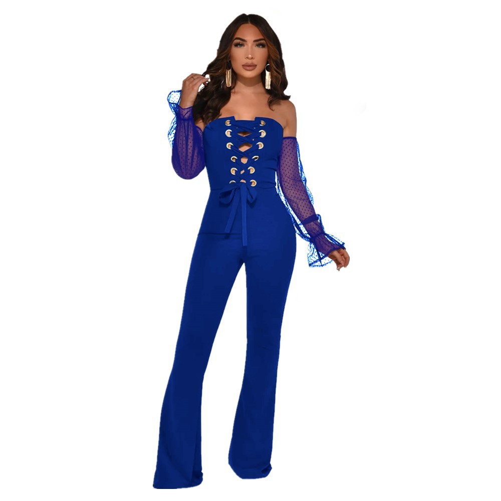Hollow wide-leg casual jumpsuit