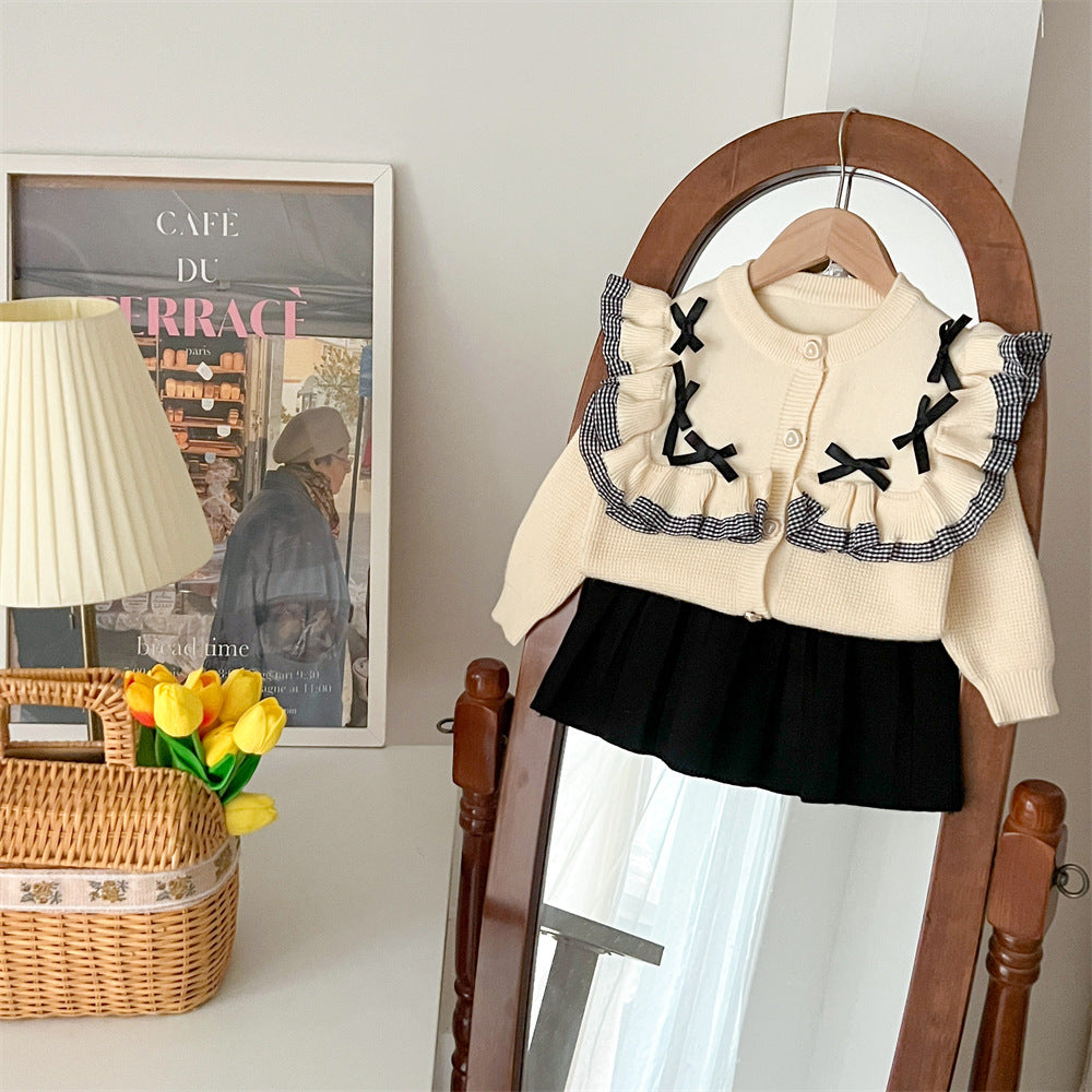 Internet Celebrity Ruffled Bow Little Princess Suit