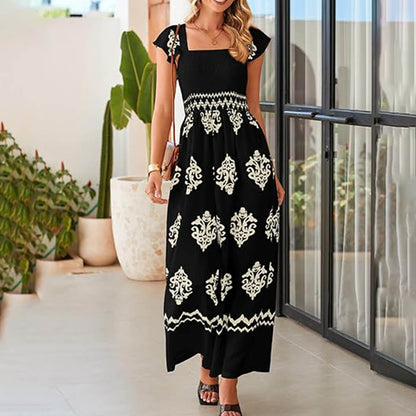 Bohemian Jumpsuit Suspender Pants Vintage Print