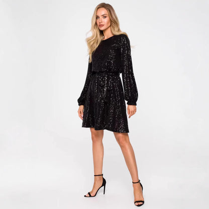 Glittering Beaded Dress For Holiday Party