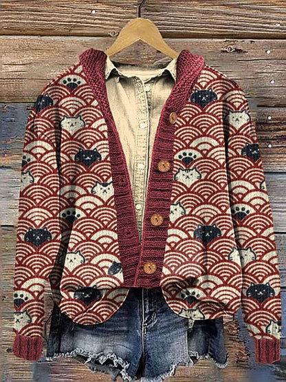 3D Digital Printing Cardigan Knitted Coat Imitation Sweaters Women's Clothing