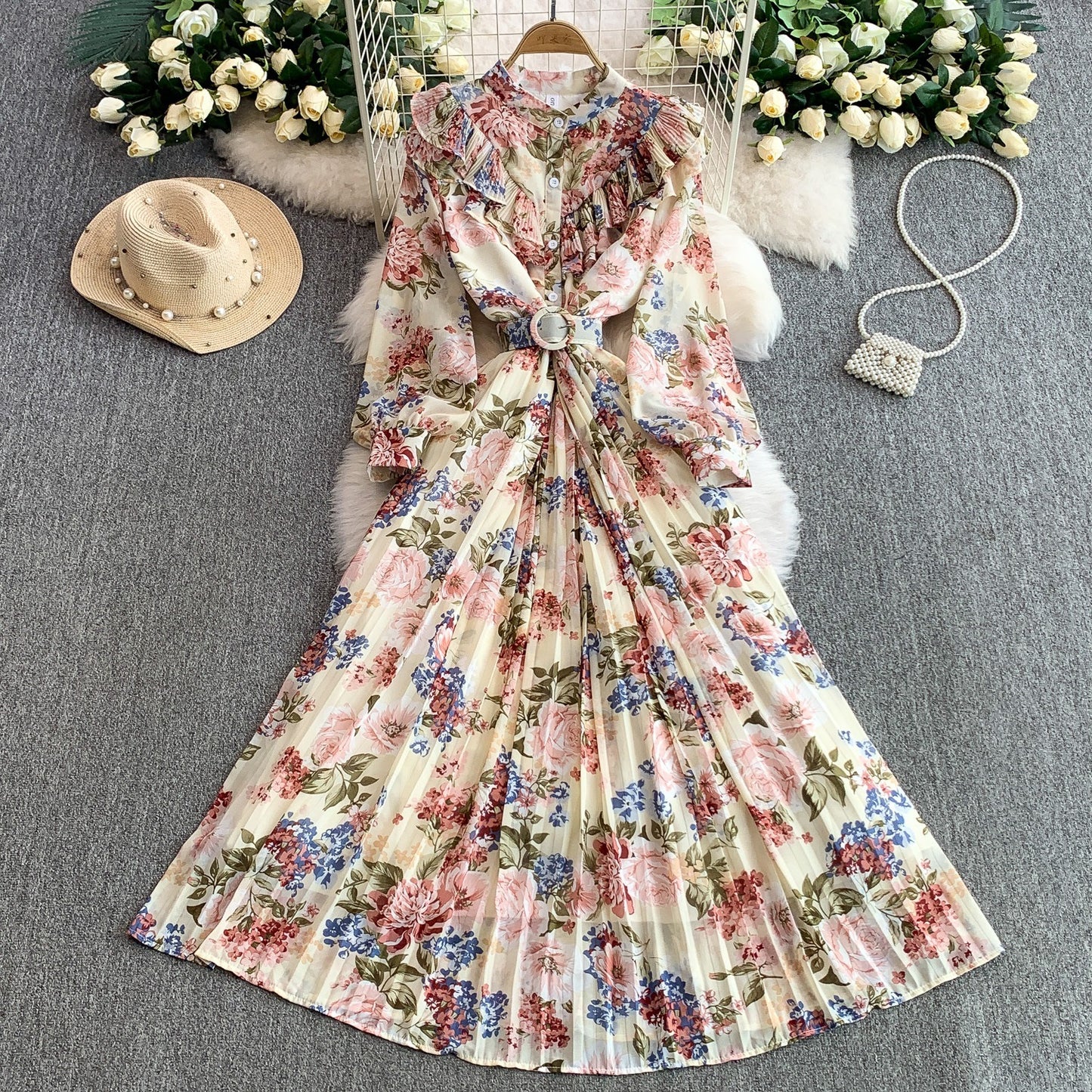 Women's New Cinched Pleated Elegant Dress