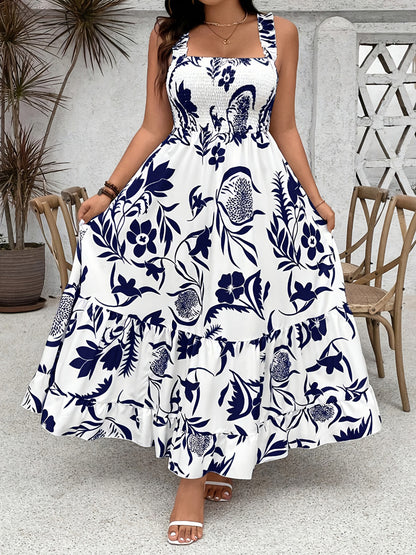 Women's Holiday Style Printing Mid-length Dress