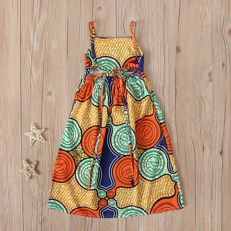 Children's Bohemian Sleeveless Sling Halter Dress