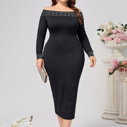 Autumn And Winter Long Sleeve Slim-fit Sequined Dress