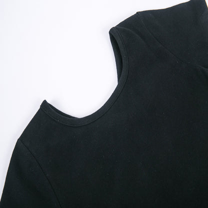 Girls new children's fashion tide black short T + striped fungus wide leg pants