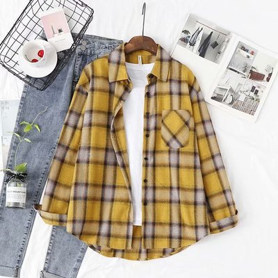 Autumn and winter new ladies plaid shirt