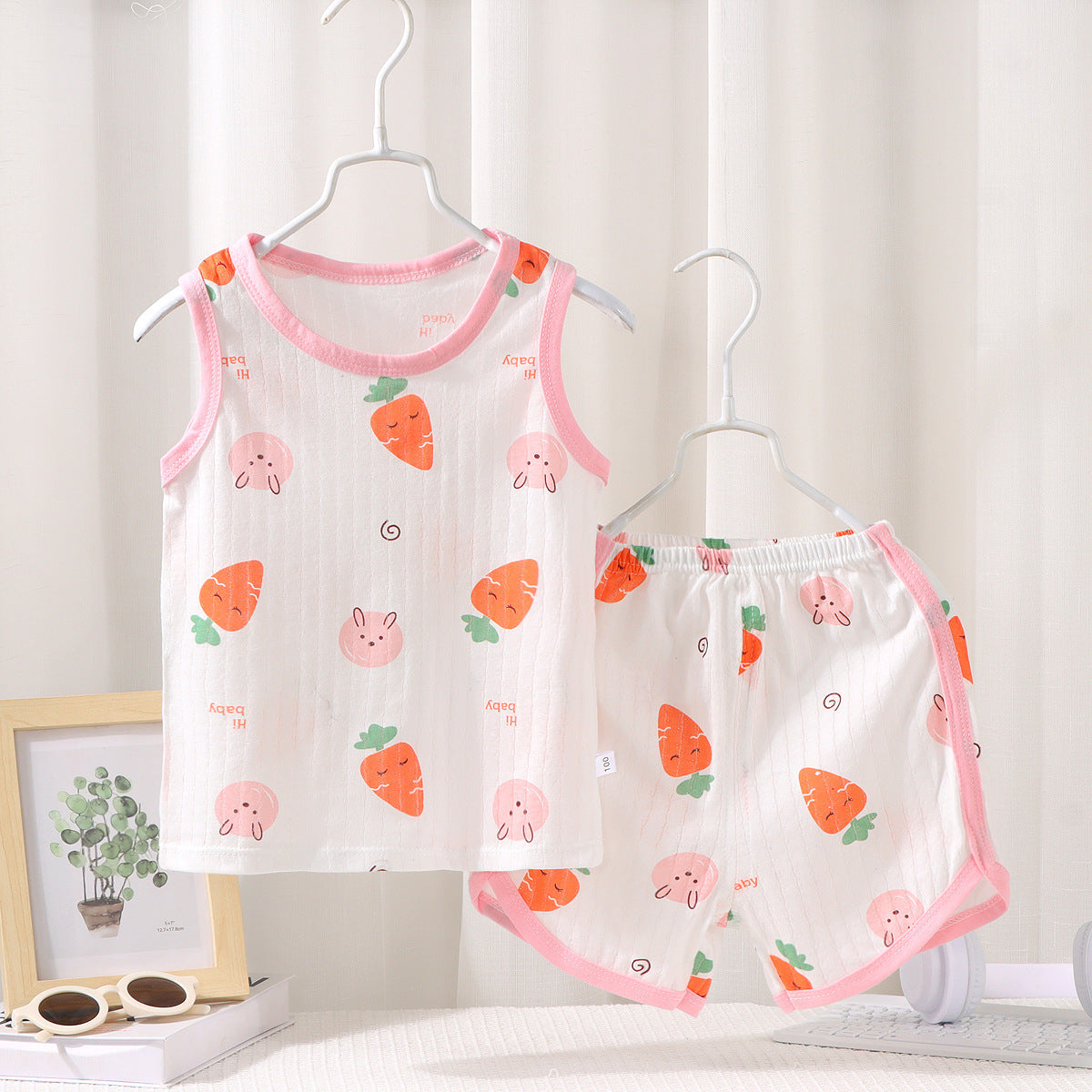 Children's Vest Suit Cotton Pajamas Baby Korean Style Sleeveless