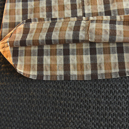 Two-piece plaid sleeveless brown skirt