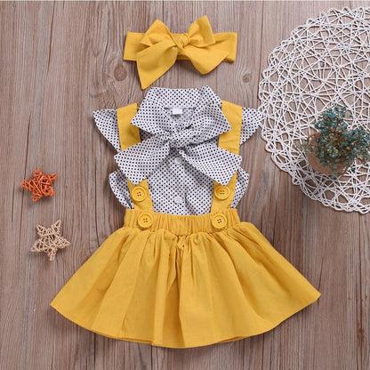 Short sleeve shirt suspender skirt suit