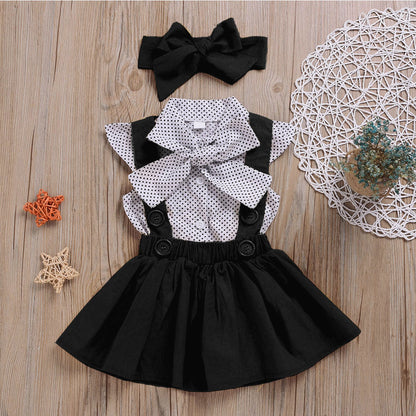 Short sleeve shirt suspender skirt suit
