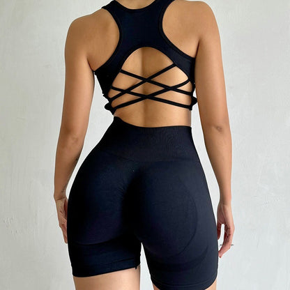 Quick-drying Sports Suit Women's Seamless Yoga Suit Yoga Clothes Shorts Two-piece Set