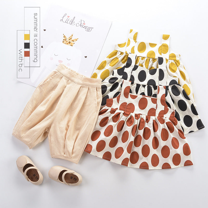 Children's suit polka dot top Korean style pants