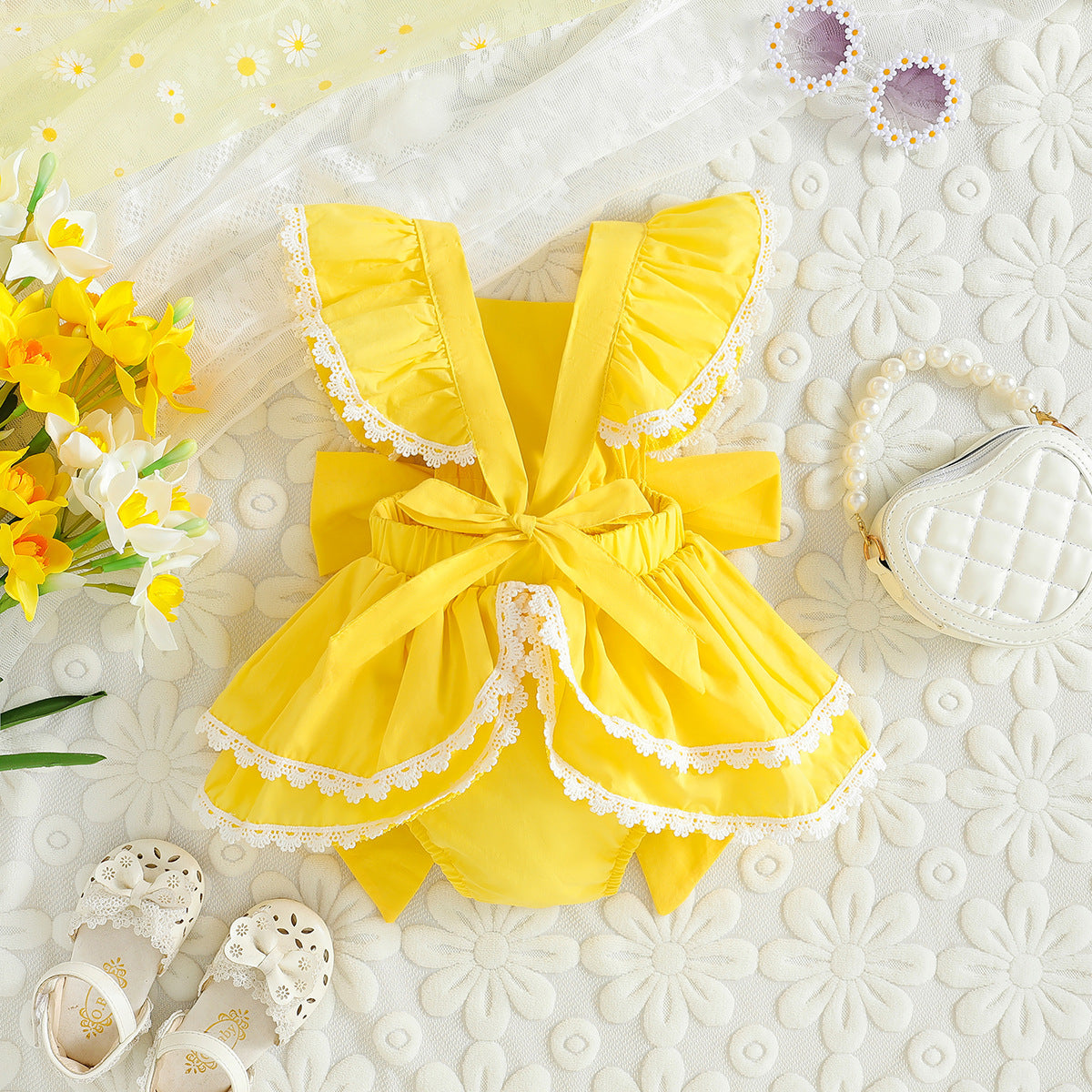 Bow Princess Harper Baby Sweet Lotus Edge Jumpsuit