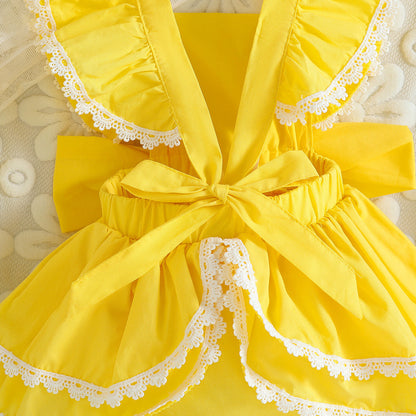 Bow Princess Harper Baby Sweet Lotus Edge Jumpsuit