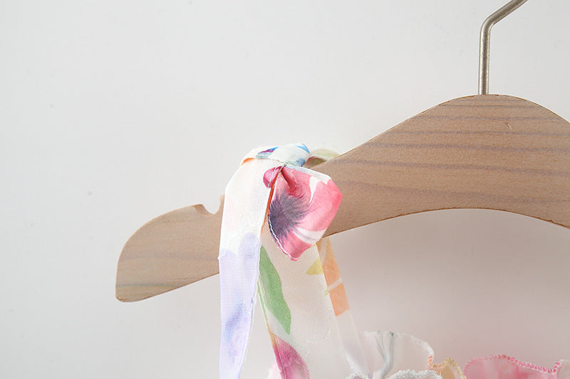 Printed Sleeveless Double-layer Cool Multi-layer Chiffon Princess Dress