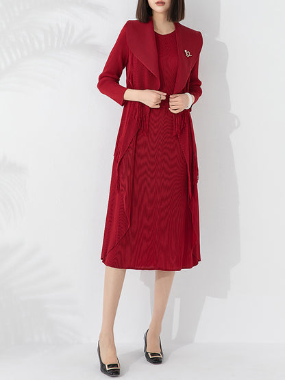 Autumn New Polo Collar Temperament Fake Two-piece Dress
